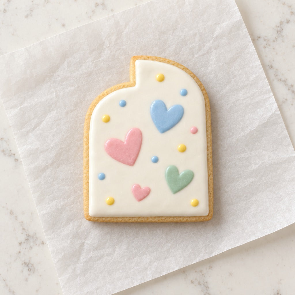 Double Half Arches Cookie Cutter (decorated cookie mockup)