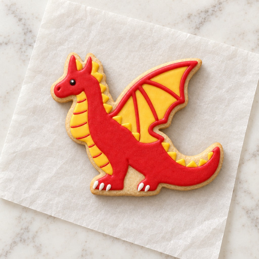 Dragon Cookie Cutter (decorated cookie mockup)