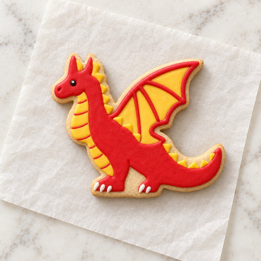 Dragon Cookie Cutter (decorated cookie mockup)