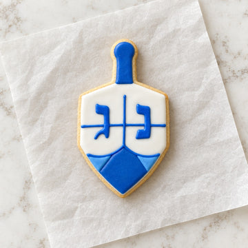 Dreidel Cookie Cutter (decorated cookie mockup)