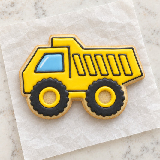 Dump Truck Cookie Cutter (decorated cookie mockup)