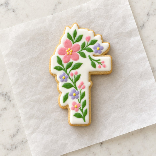 Easter Floral Cross Cookie Cutter (decorated cookie mockup)