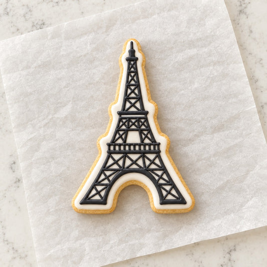 Eiffel Tower Cookie Cutter (decorated cookie mockup)