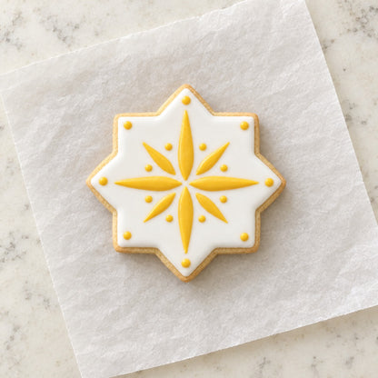 Eight-Pointed Star Cookie Cutter (decorated cookie mockup)