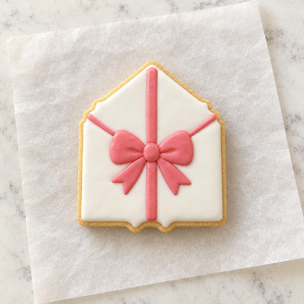 Envelope with Bow Cookie Cutter (decorated cookie mockup)