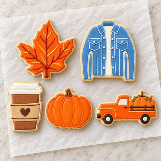 Fall Cookie Cutter Set (decorated cookie mockup)