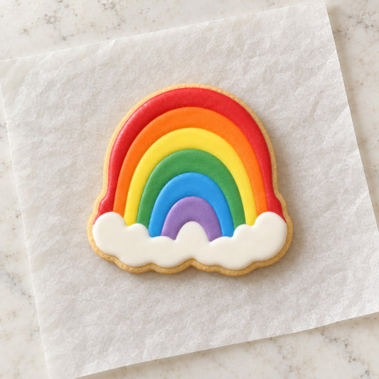Fat Rainbow Cookie Cutter (decorated cookie mockup)