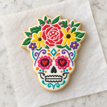 Female Sugar Skull Cookie Cutter (decorated cookie mockup)