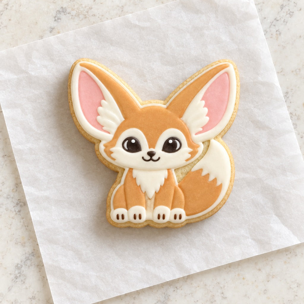 Fennec Fox Cookie Cutter (decorated cookie mockup)