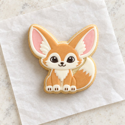 Fennec Fox Cookie Cutter (decorated cookie mockup)