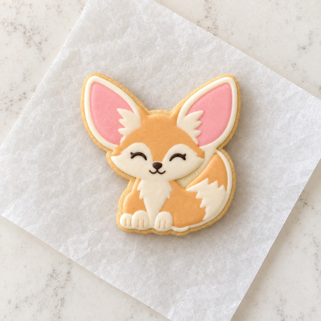 Fennec Fox Outline Cookie Cutter (decorated cookie mockup)
