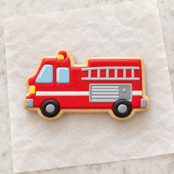 Firetruck Outline Cookie Cutter (decorated cookie mockup)