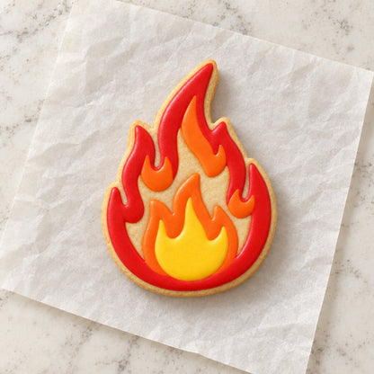 Flame Cookie Cutter (decorated cookie mockup)