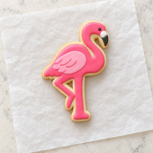 Flamingo Cookie Cutter (decorated cookie mockup)