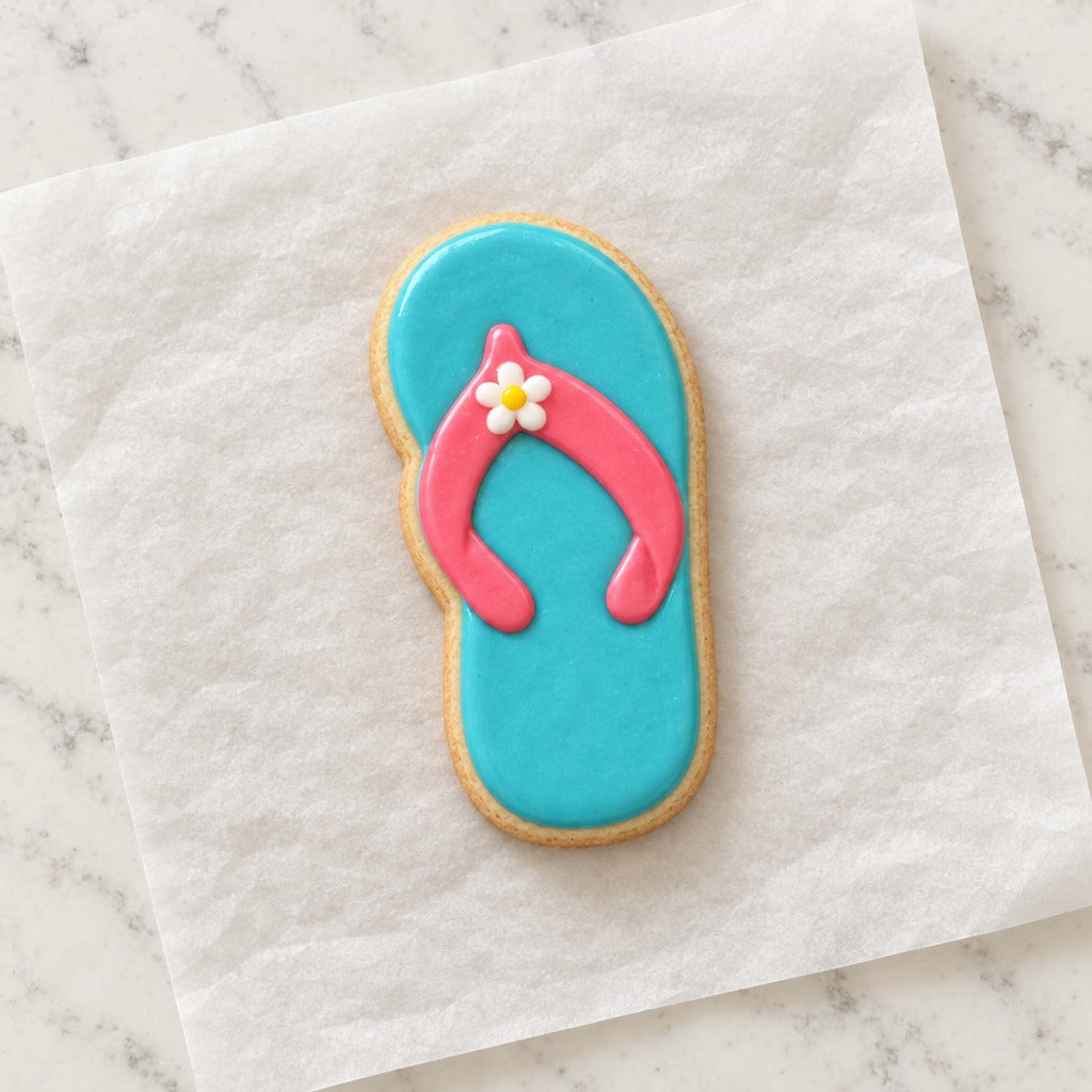 Flip Flop Cookie Cutter (decorated cookie mockup)