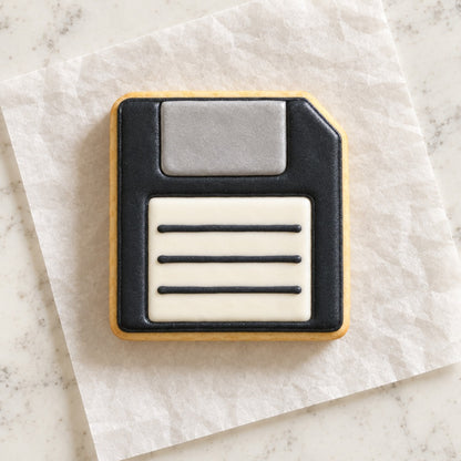 Floppy Disk Cookie Cutter (decorated cookie mockup)