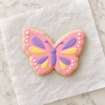 Flower Butterfly Cookie Cutter (decorated cookie mockup)