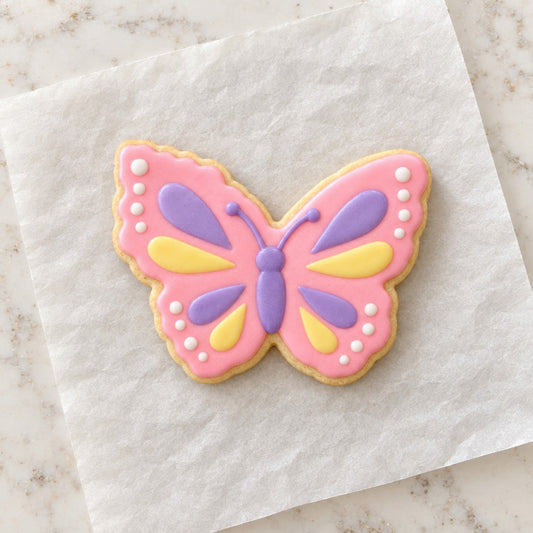 Flower Butterfly Cookie Cutter (decorated cookie mockup)