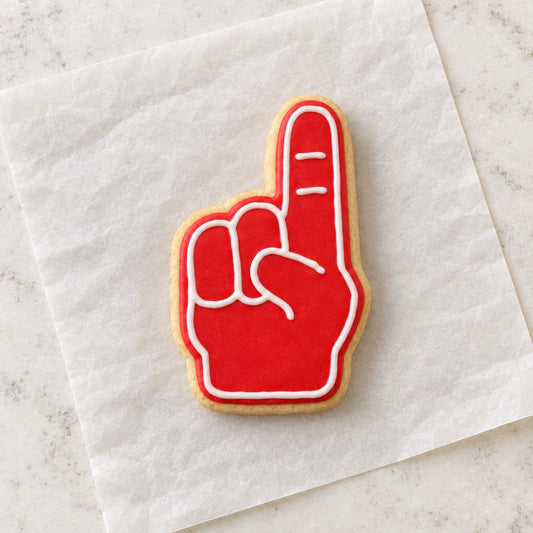 Foam Finger Cookie Cutter (decorated cookie mockup)