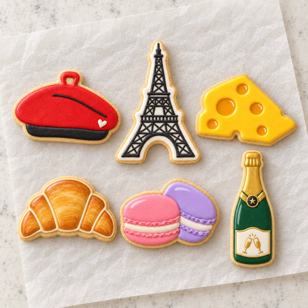 France Cookie Cutter Set (decorated cookie mockup)