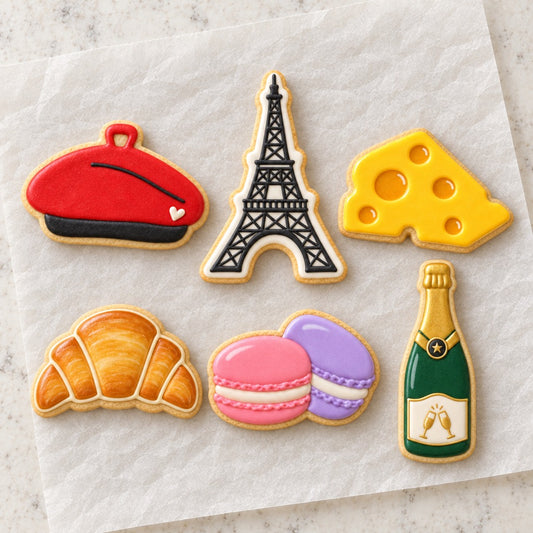 France Cookie Cutter Set (decorated cookie mockup)