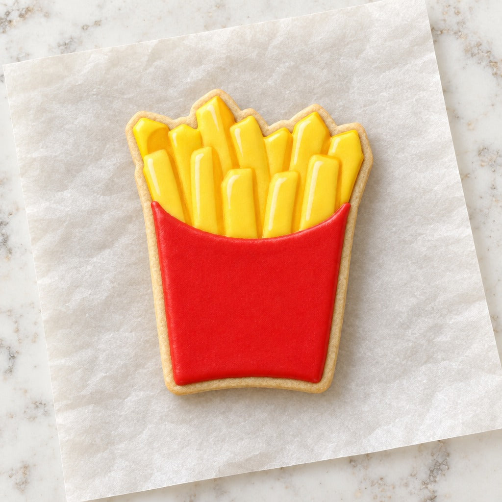 French Fries Outline Cookie Cutter (decorated cookie mockup)