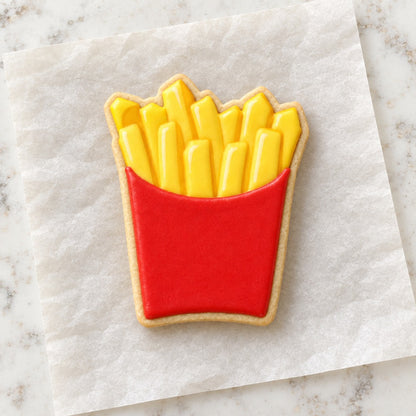 French Fries Outline Cookie Cutter (decorated cookie mockup)
