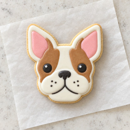 Frenchie Dog Cookie Cutter (decorated cookie mockup)