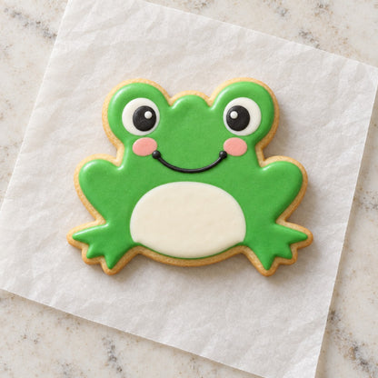 Frog Cookie Cutter (decorated cookie mockup)