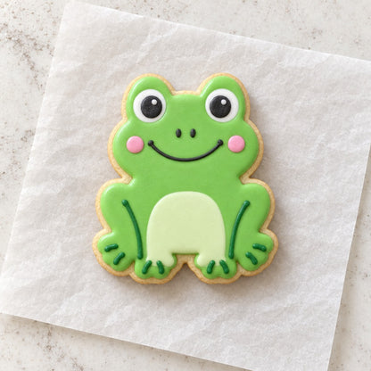 Frog Outline Cookie Cutter (decorated cookie mockup)