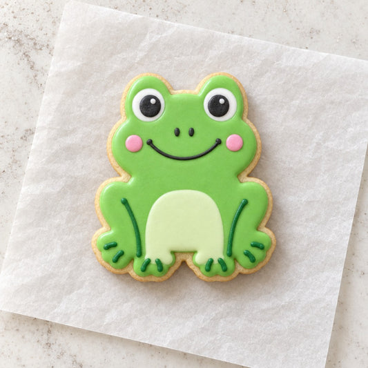 Frog Outline Cookie Cutter (decorated cookie mockup)