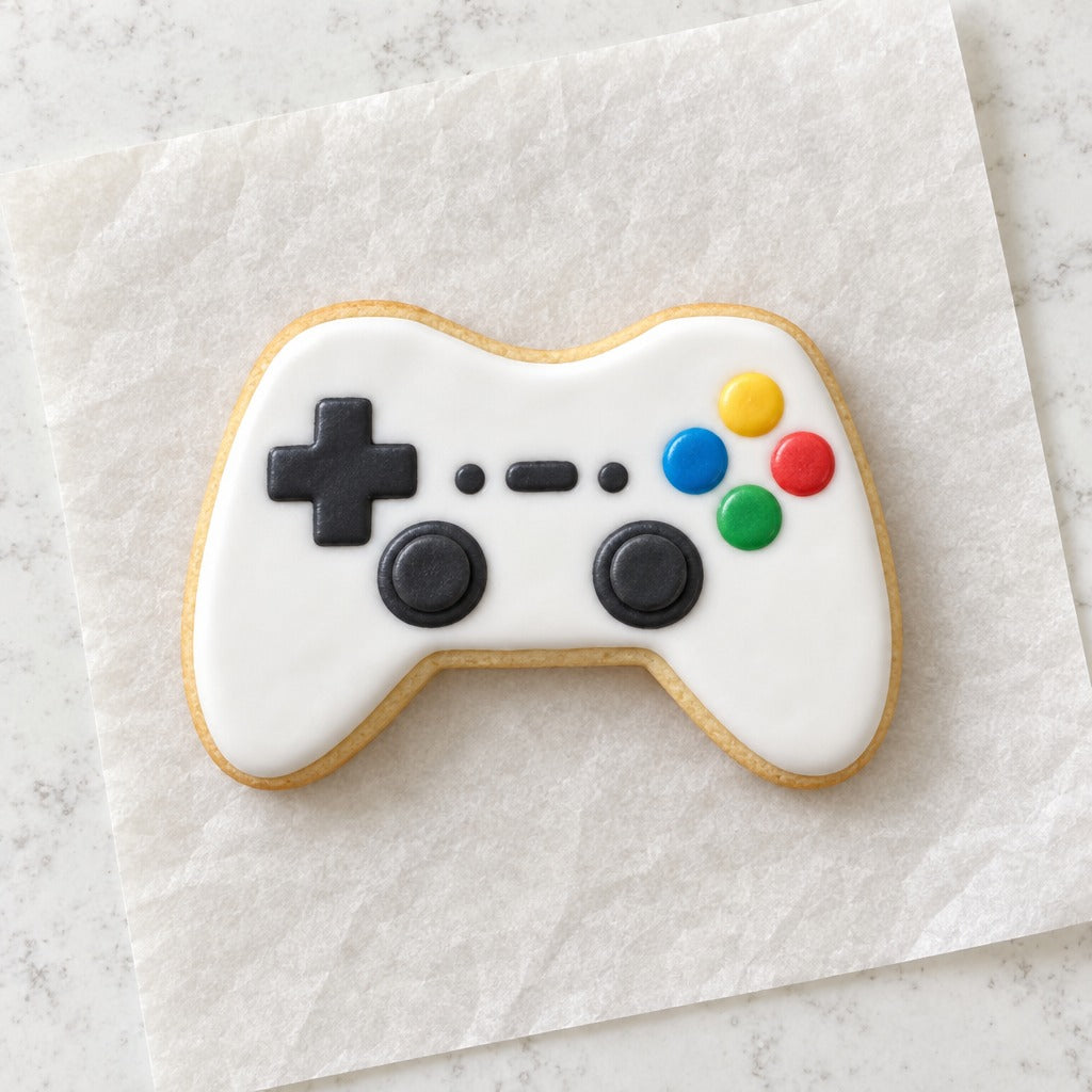 Game Controller Cookie Cutter (decorated cookie mockup)