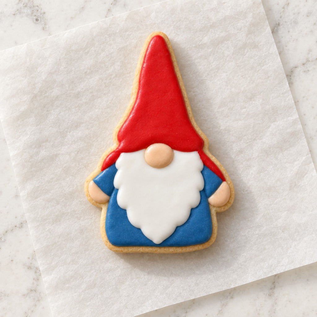 Garden Gnome Cookie Cutter (decorated cookie mockup)