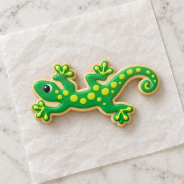 Gecko Cookie Cutter (decorated cookie mockup)