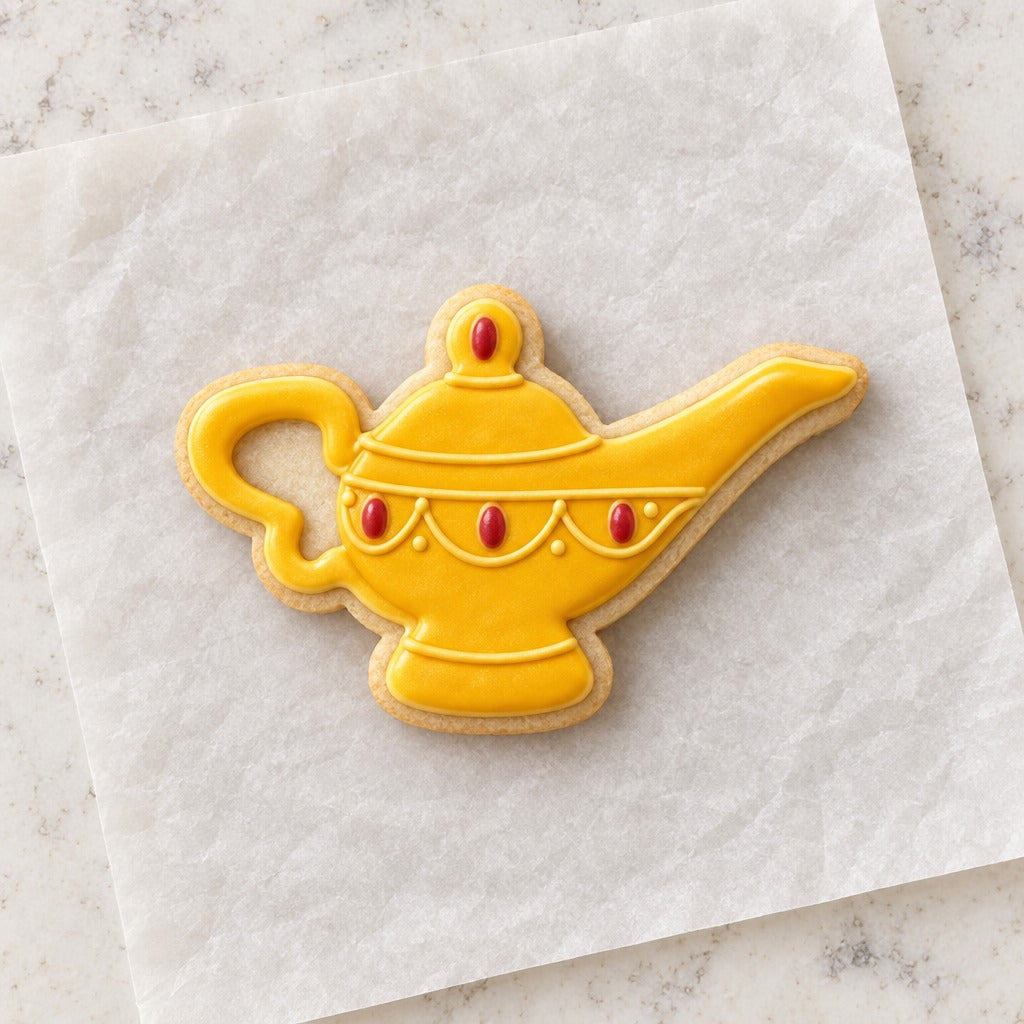 Genie Lamp Cookie Cutter (decorated cookie mockup)