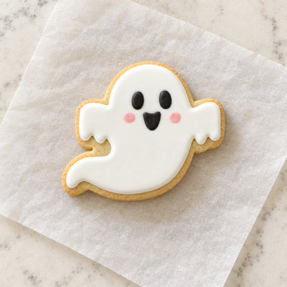 Ghost Outline Cookie Cutter (decorated cookie mockup)