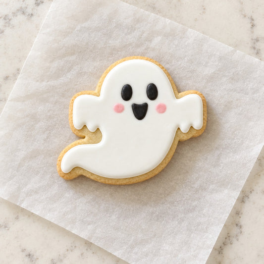 Ghost Outline Cookie Cutter (decorated cookie mockup)
