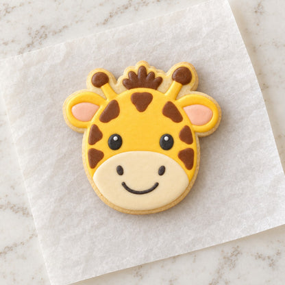 Giraffe Face Cookie Cutter (decorated cookie mockup)