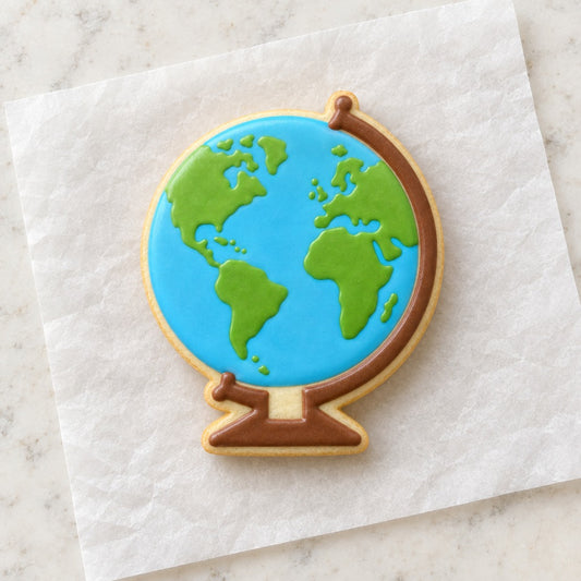 Globe Cookie Cutter (decorated cookie mockup)