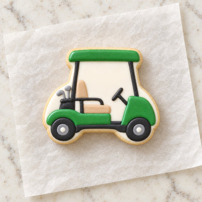 Golf Cart Outline Cookie Cutter (decorated cookie mockup)