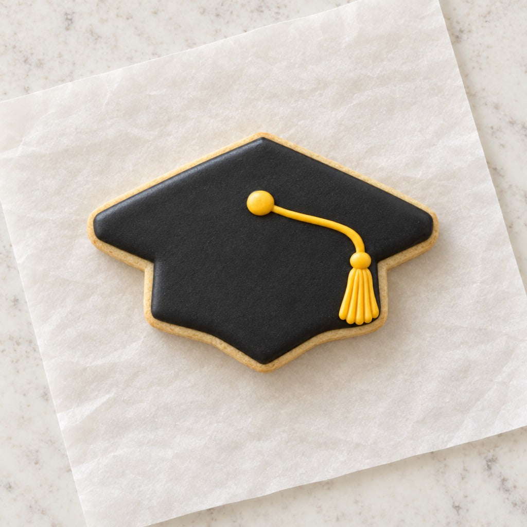 Graduation Cap Cookie Cutter (decorated cookie mockup)