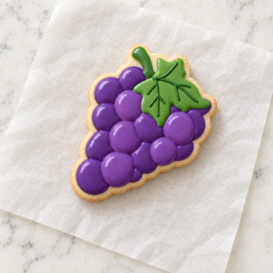 Grape Bunch Outline Cookie Cutter (decorated cookie mockup)
