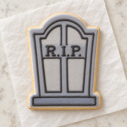Gravestone Cookie Cutter (decorated cookie mockup)
