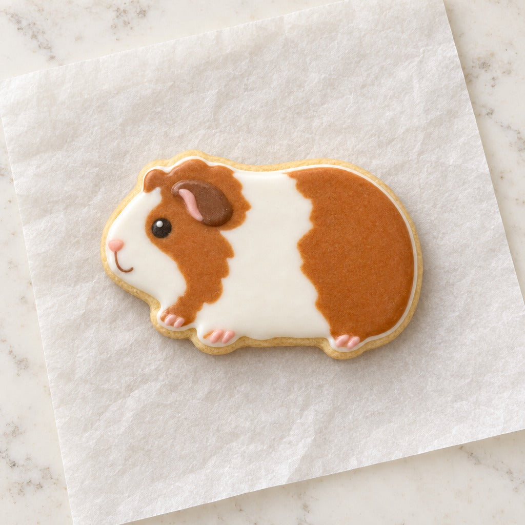 Guinea Pig Outline Cookie Cutter (decorated cookie mockup)