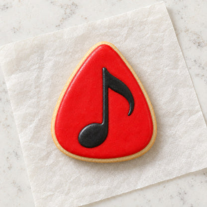 Guitar Pick Cookie Cutter (decorated cookie mockup)