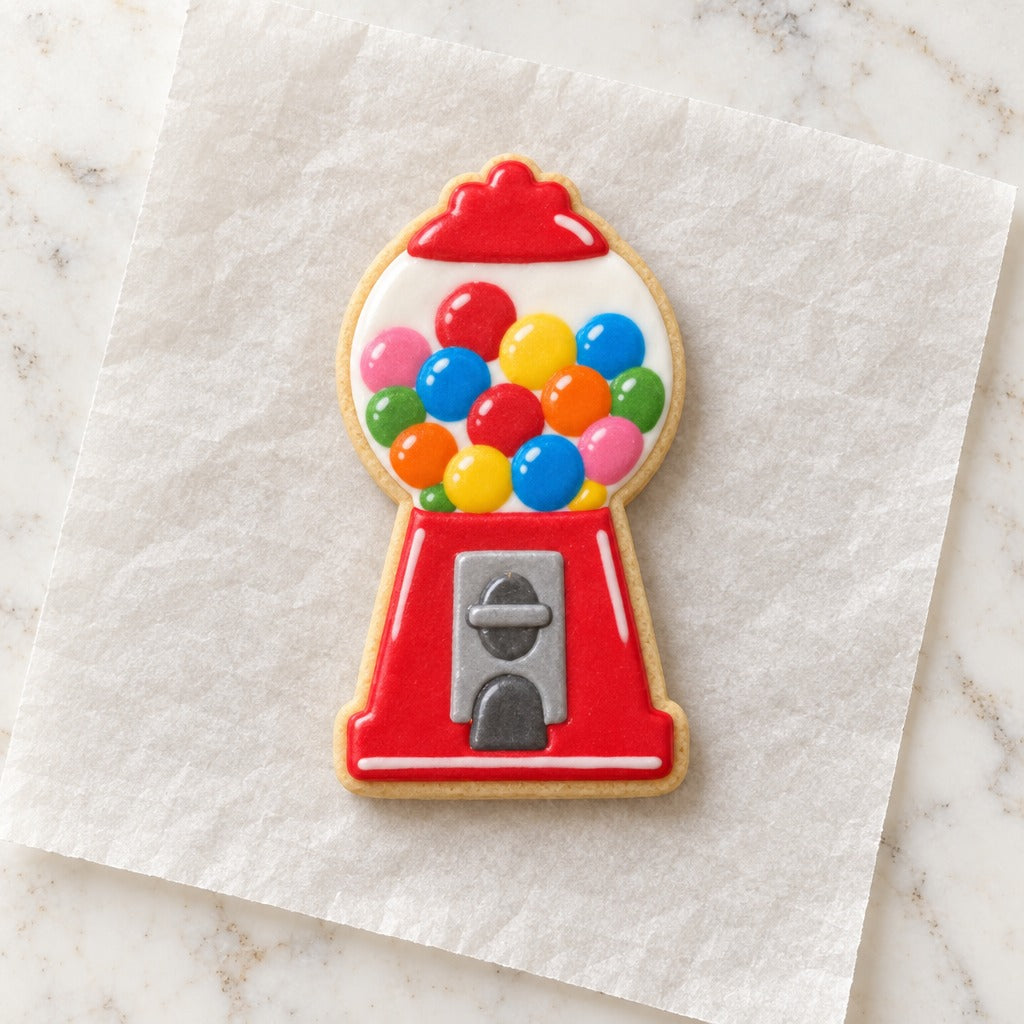 Gumball Machine Cookie Cutter (decorated cookie mockup)