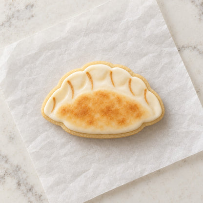 Gyoza Outline Cookie Cutter (decorated cookie mockup)