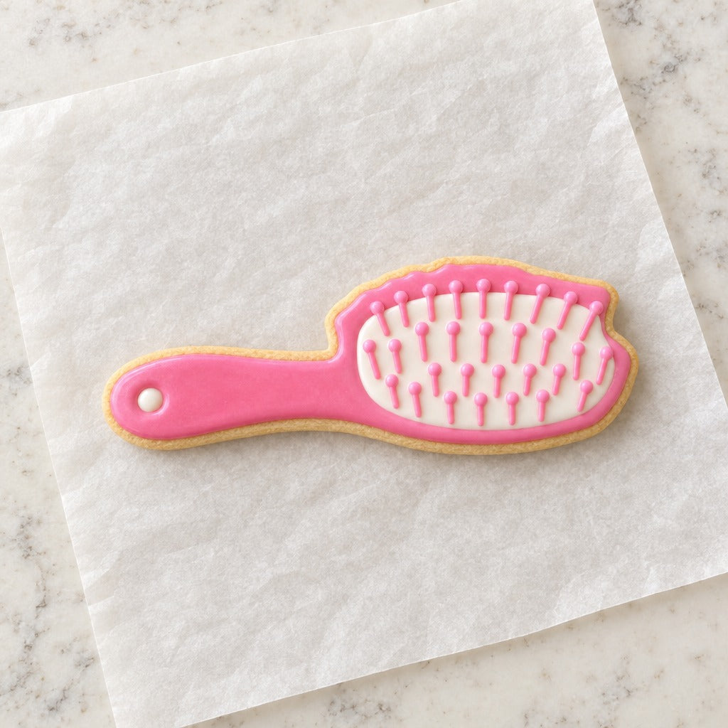 Hairbrush Cookie Cutter (decorated cookie mockup)