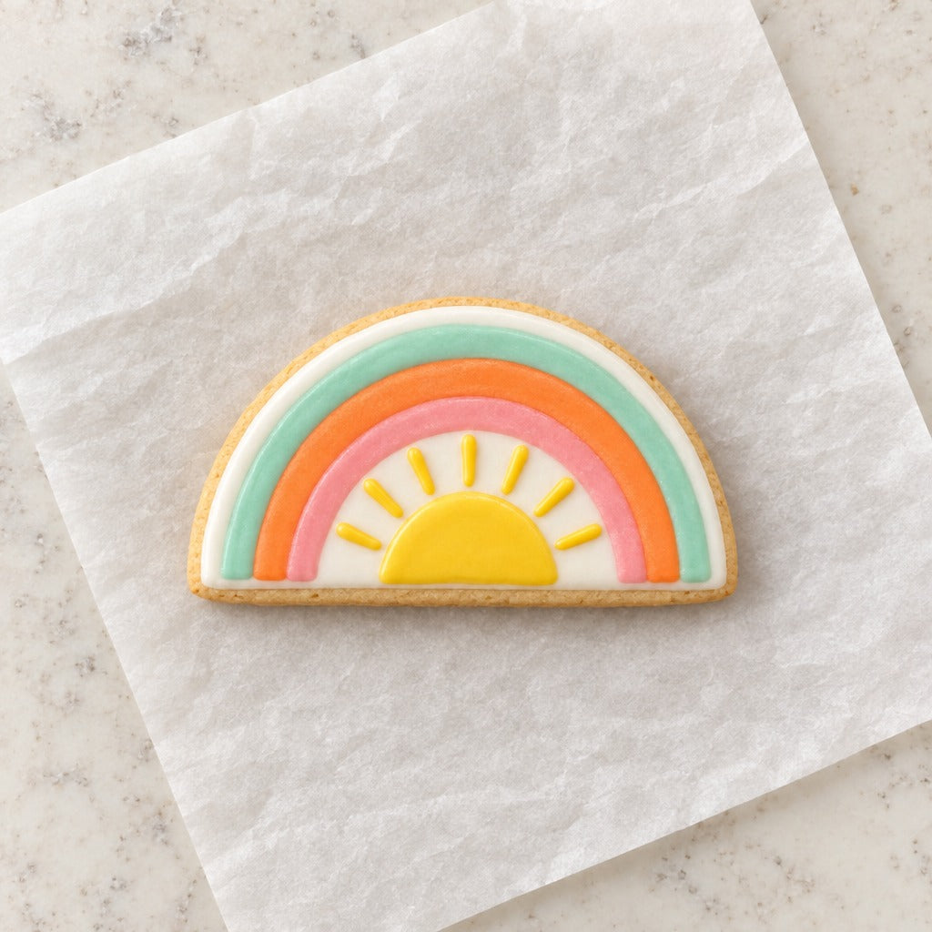 Half Circle Outline Cookie Cutter (decorated cookie mockup)