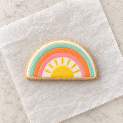 Half Circle Outline Cookie Cutter (decorated cookie mockup)
